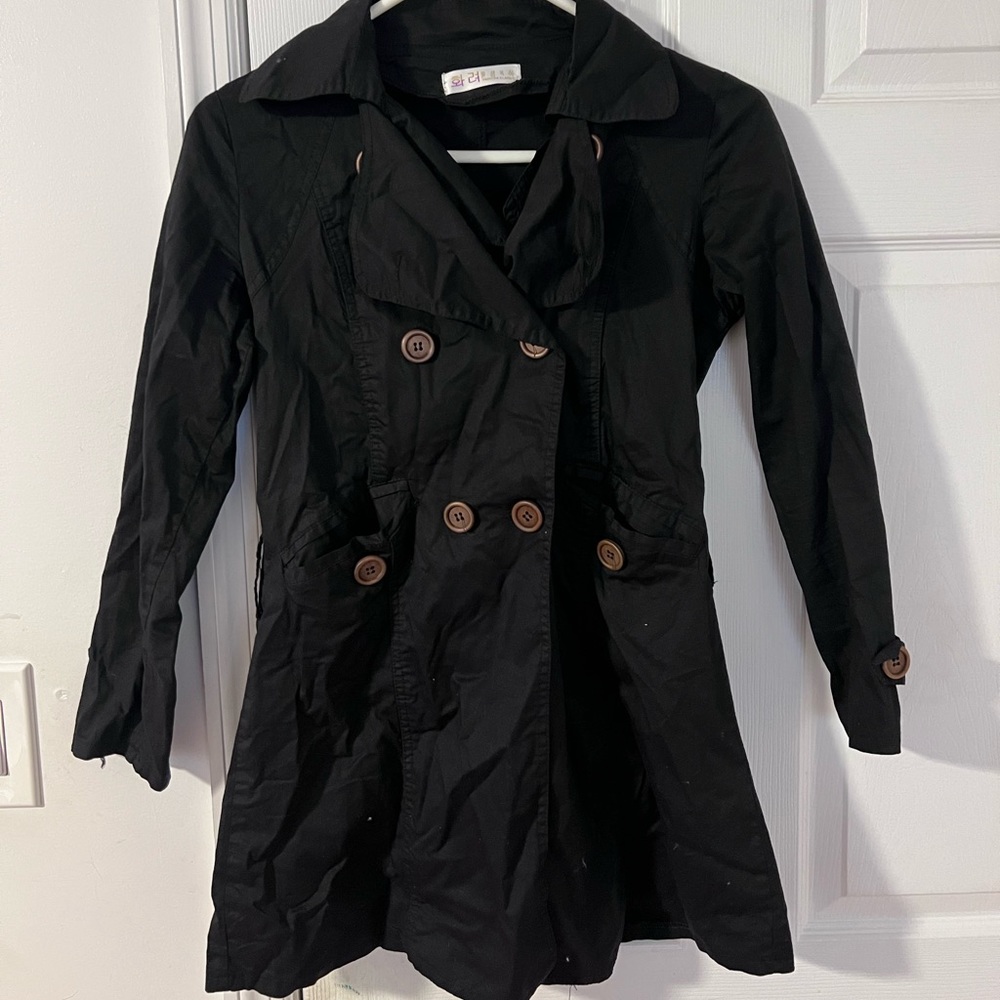 Korean Black Trench Coat Extra Small